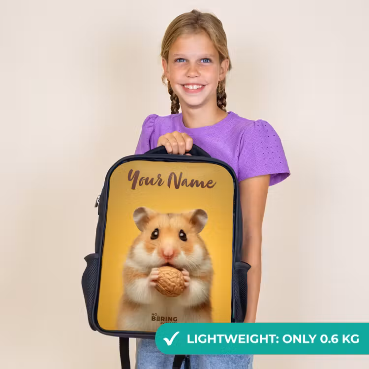 Kids backpack with name - Black - Hamster - Walnut - Animal — 9