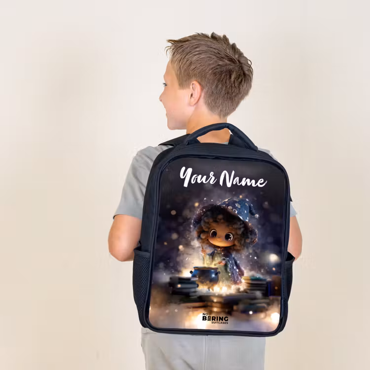 Kids backpack with name - Black - Magical Night of Magic — 2
