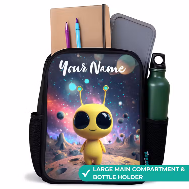 Kids backpack with name - Black - Merry alien creature — 10