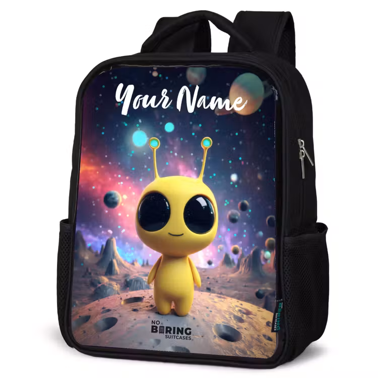 Kids backpack with name - Black - Merry alien creature — 6