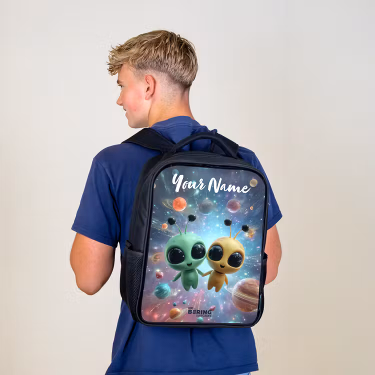 Kids backpack with name - Black - Merry alien friends — 5