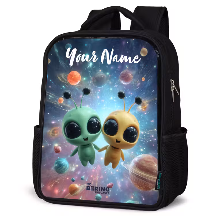 Kids backpack with name - Black - Merry alien friends — 6