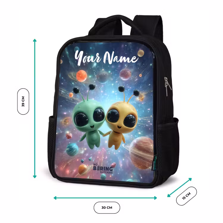 Kids backpack with name - Black - Merry alien friends — 8