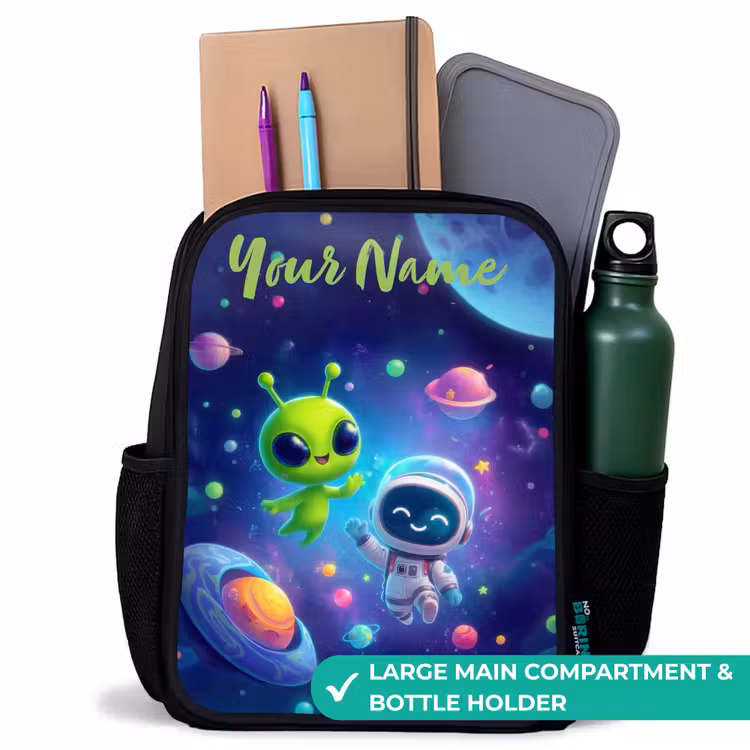 Kids backpack with name - Black - Merry Meeting in Space — 10