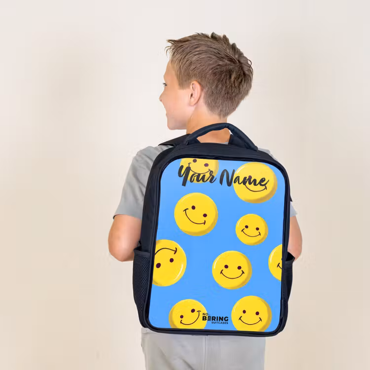 Kids backpack with name - Black - Merry smiley rain — 2