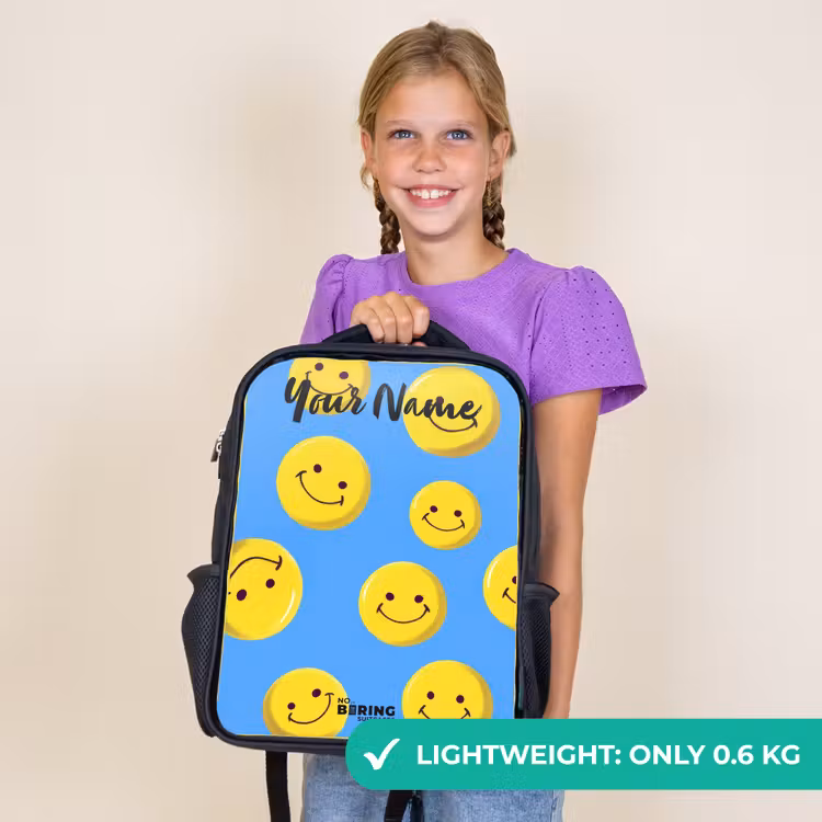 Kids backpack with name - Black - Merry smiley rain — 9