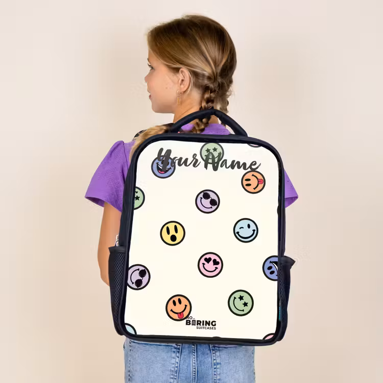 Kids backpack with name - Black - Playful smiley mix — 4