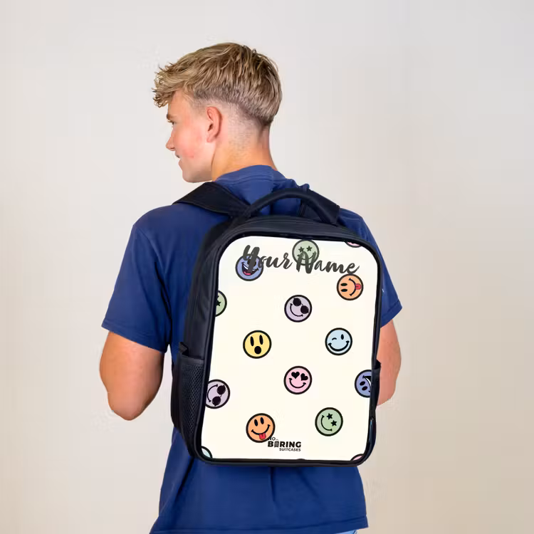 Kids backpack with name - Black - Playful smiley mix — 5