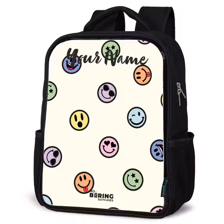 Kids backpack with name - Black - Playful smiley mix — 6
