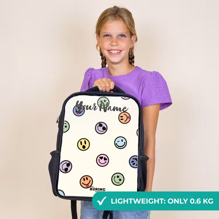 Kids backpack with name - Black - Playful smiley mix — 9