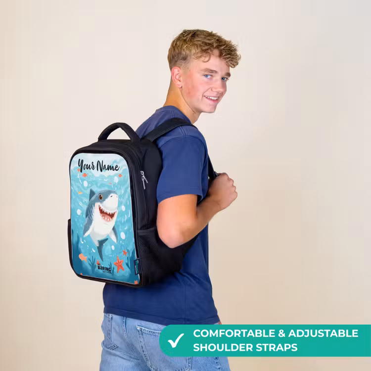 Kids backpack with name - Black - Shark - Water - Sea — 11