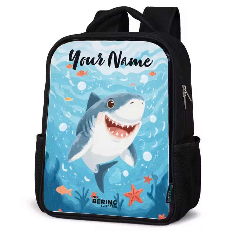 Kids backpack with name - Black - Shark - Water - Sea — 6