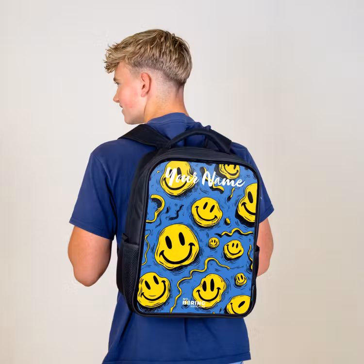 Kids backpack with name - Black - Smiley - Blue - Yellow — 5