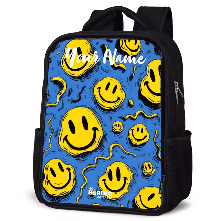 Kids backpack with name - Black - Smiley - Blue - Yellow — 6