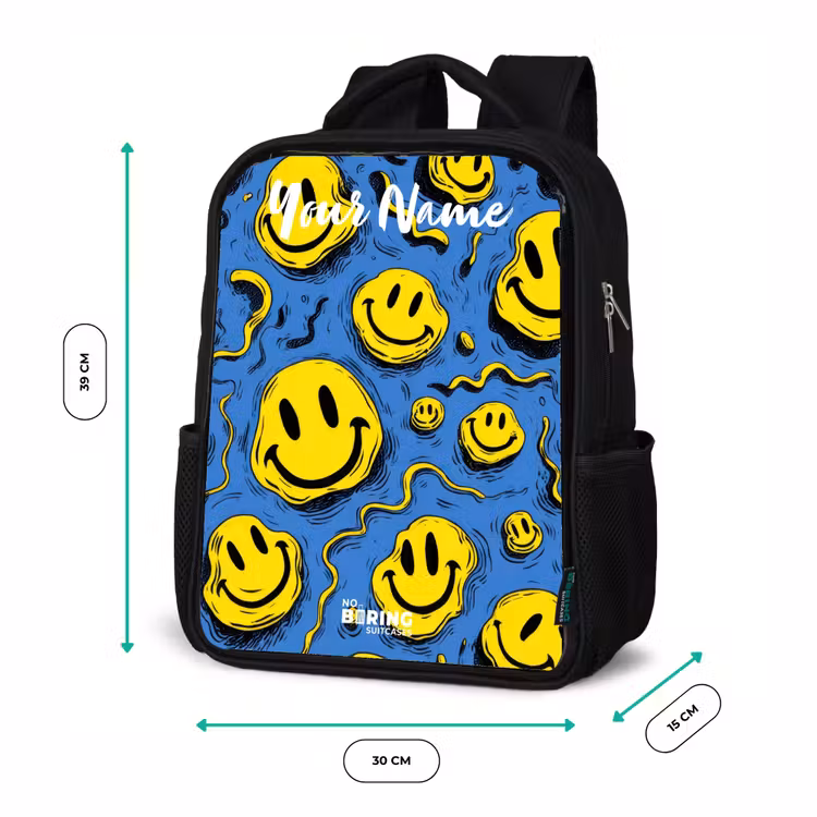Kids backpack with name - Black - Smiley - Blue - Yellow — 8