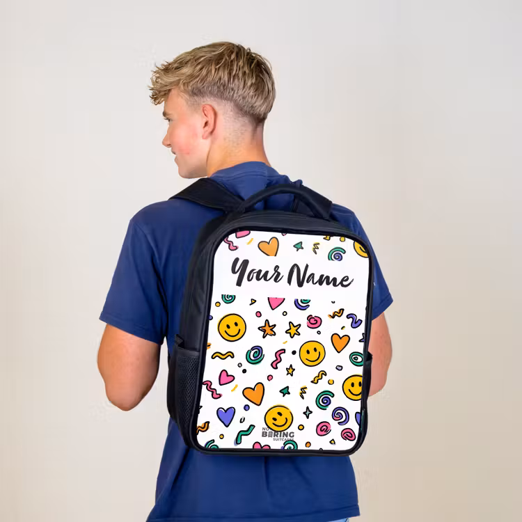 Kids backpack with name - Black - Smiley - Heart - Star — 5