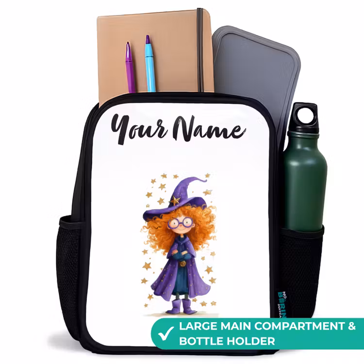 Kids backpack with name - Black - Star magic with curls — 10
