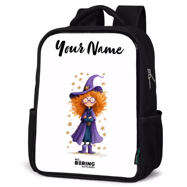 Kids backpack with name - Black - Star magic with curls — 6