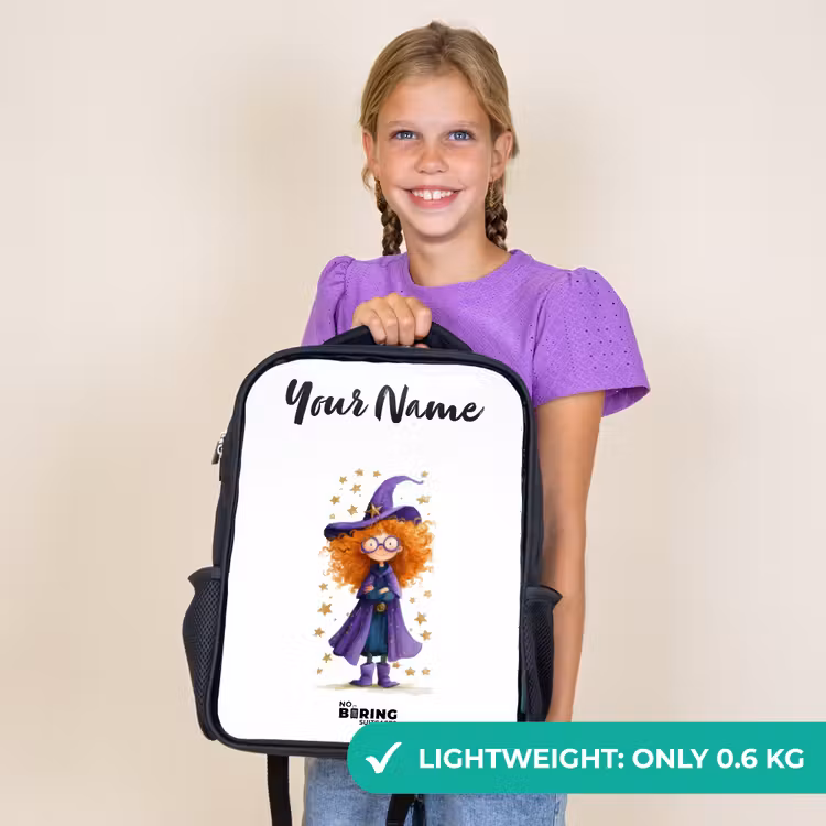 Kids backpack with name - Black - Star magic with curls — 9
