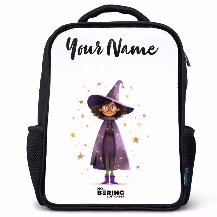 Kids backpack with name - Black - The purple wizard's cloak — 1