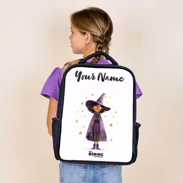 Kids backpack with name - Black - The purple wizard's cloak — 4