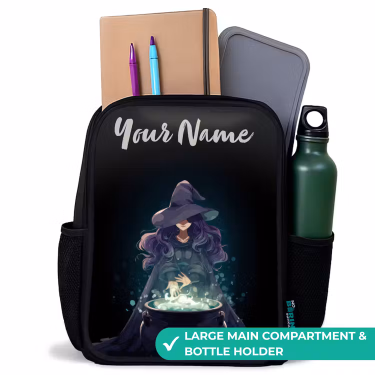 Kids backpack with name - Black - Witch - Cauldron - Magic — 10