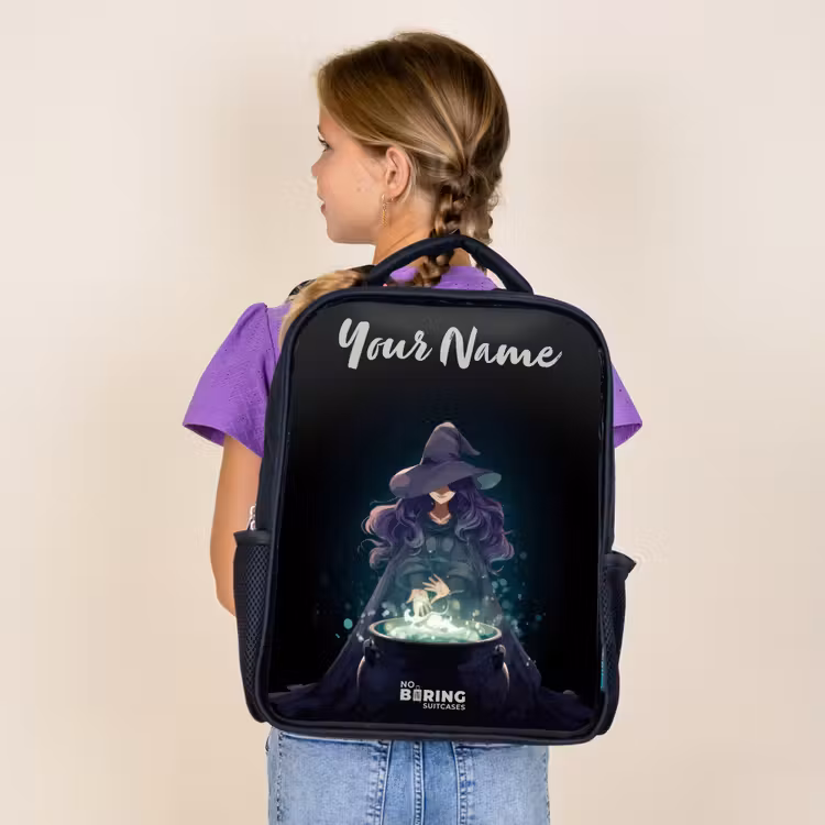 Kids backpack with name - Black - Witch - Cauldron - Magic — 4