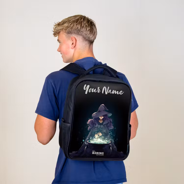 Kids backpack with name - Black - Witch - Cauldron - Magic — 5