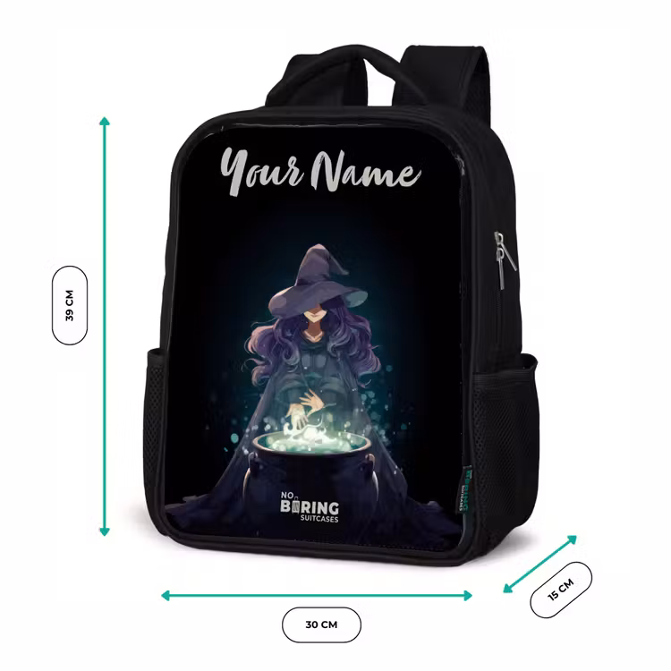 Kids backpack with name - Black - Witch - Cauldron - Magic — 8