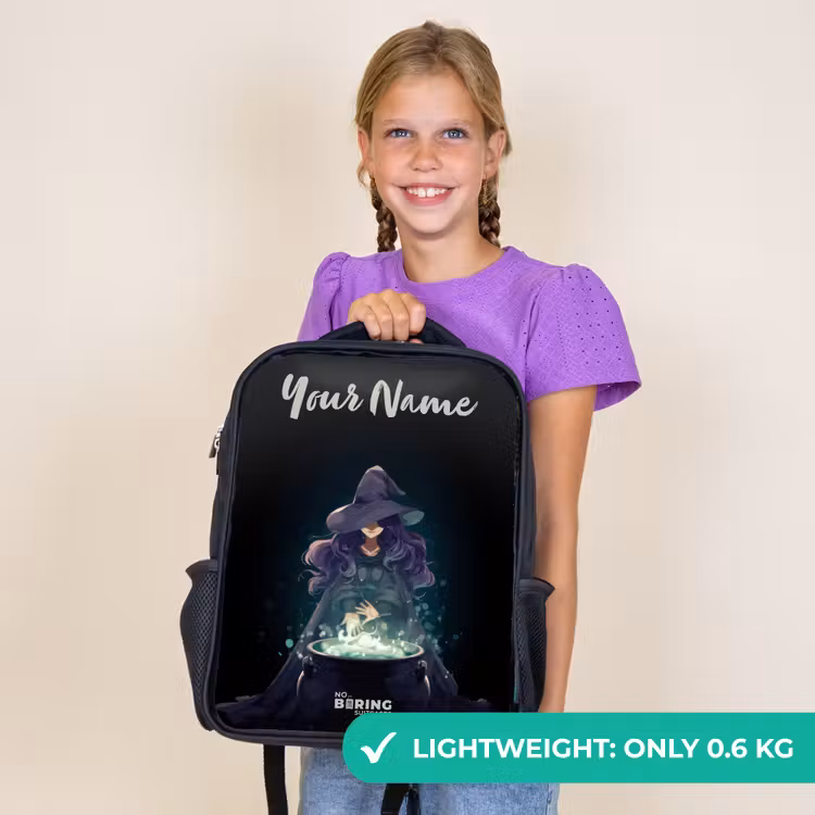 Kids backpack with name - Black - Witch - Cauldron - Magic — 9