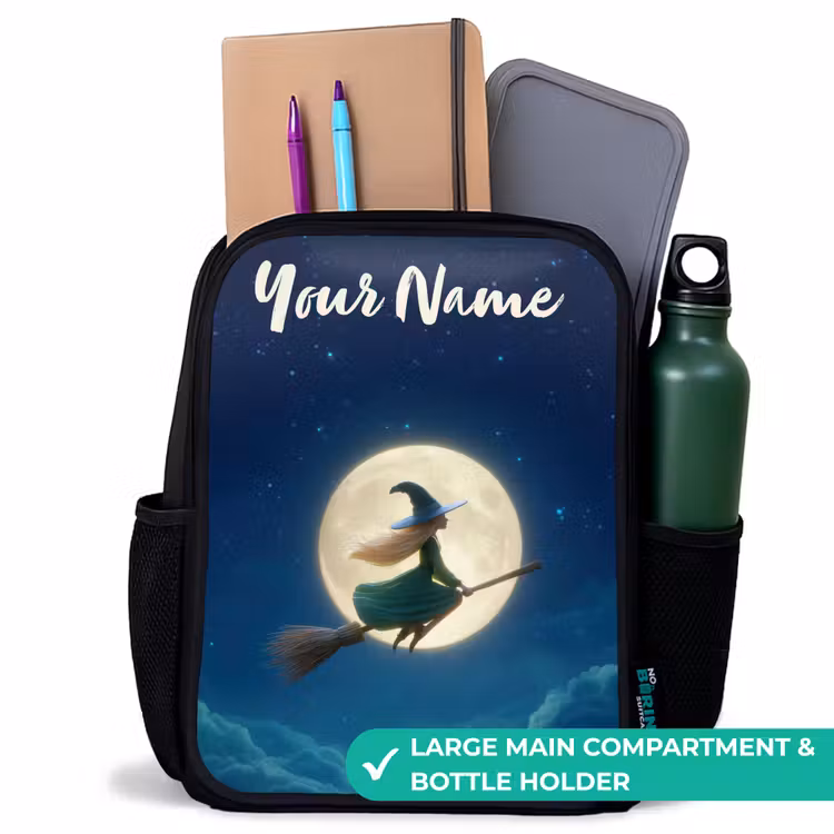 Kids backpack with name - Black - Witch in Moonlight Flight — 10