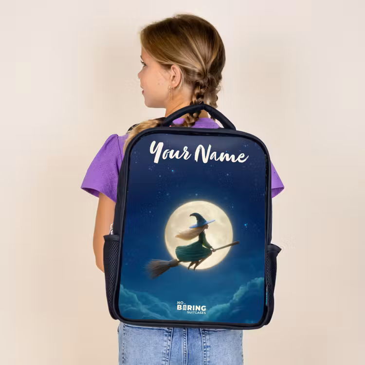 Kids backpack with name - Black - Witch in Moonlight Flight — 4
