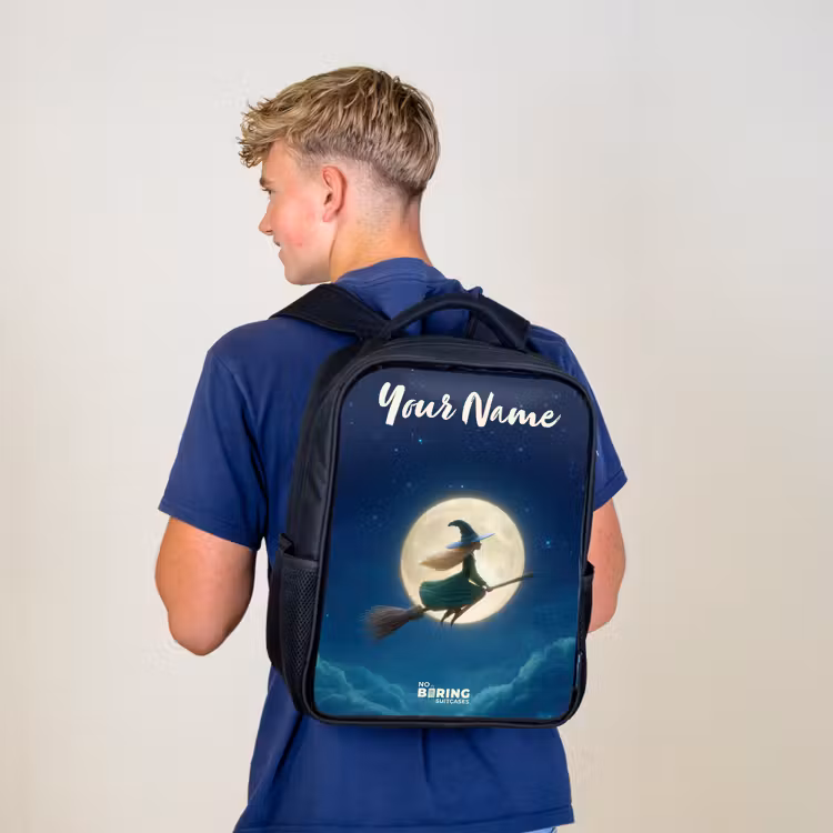 Kids backpack with name - Black - Witch in Moonlight Flight — 5