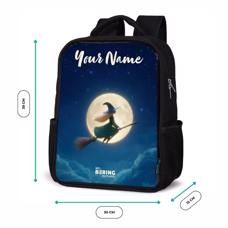 Kids backpack with name - Black - Witch in Moonlight Flight — 8