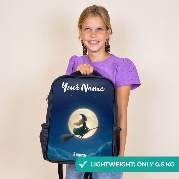 Kids backpack with name - Black - Witch in Moonlight Flight — 9