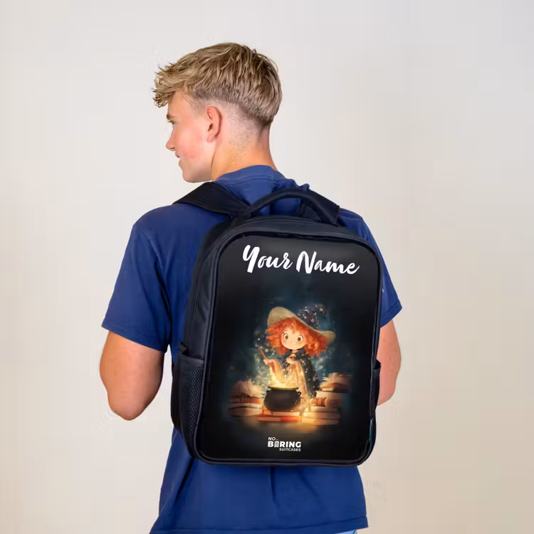 Kids backpack with name - Black - Witch with Sparkling Magic Potion — 5