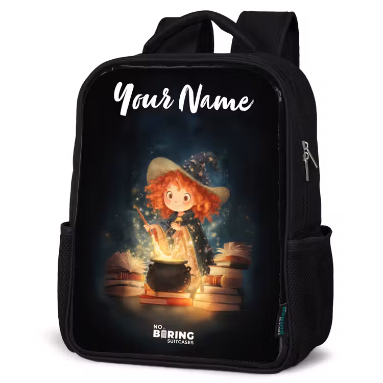 Kids backpack with name - Black - Witch with Sparkling Magic Potion — 6