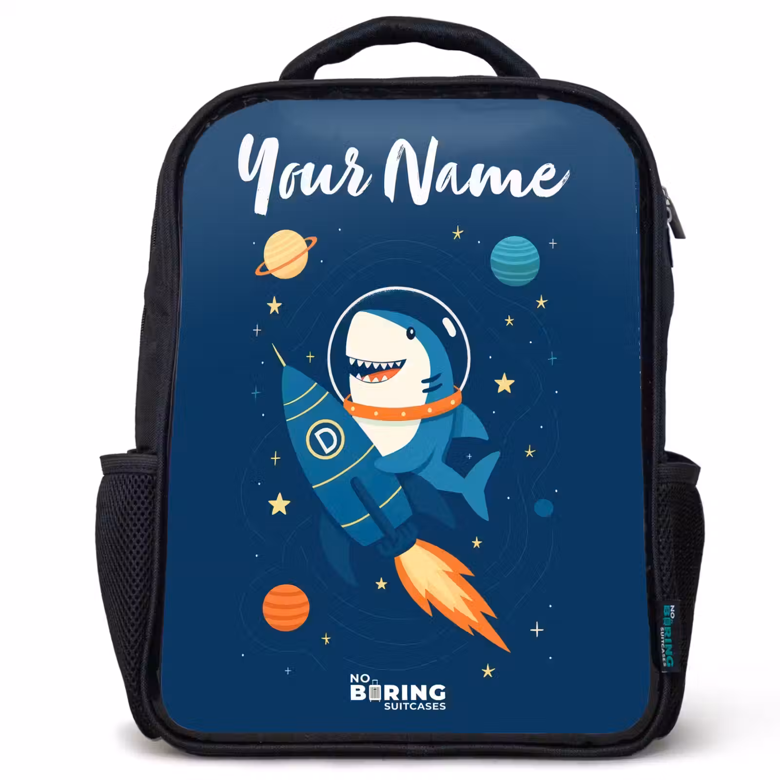 Kids backpack with name - Black - Animal - Space - Planet - Rocket — 1