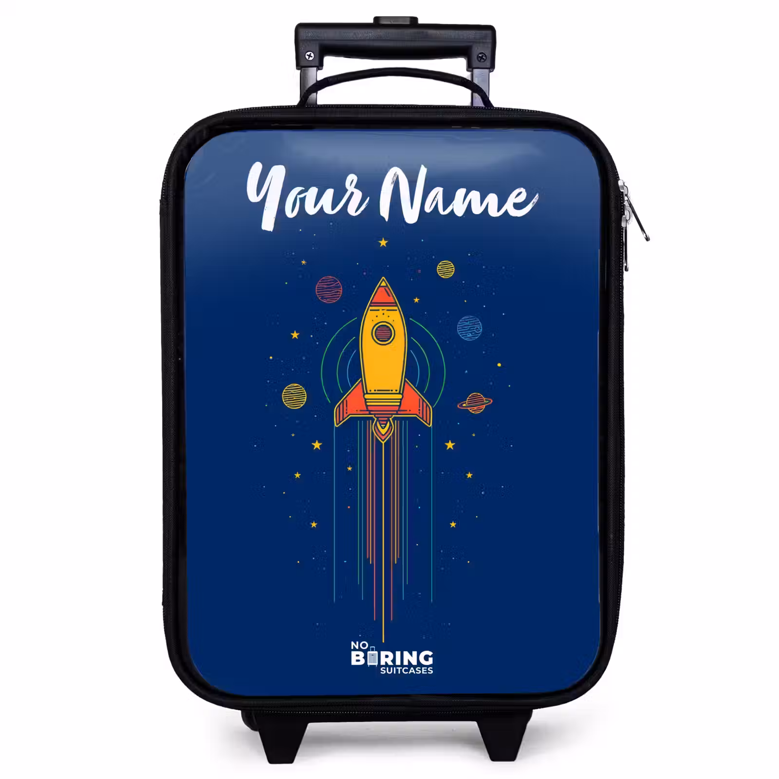 Children's suitcase with name - Rocket - Planets - Stars — 1