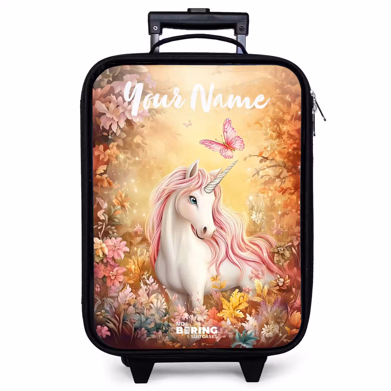 Children's suitcase with name - Unicorn - Butterfly - Pink - Mane — 1