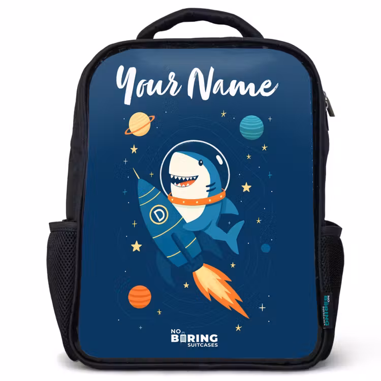 Kids backpack with name - Black - Animal - Space - Planet - Rocket — 1