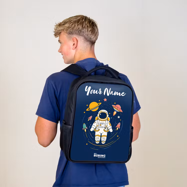 Kids backpack with name - Black - Astronaut - Planet - Stars - Rocket — 5