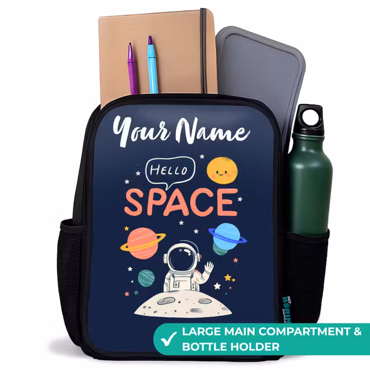 Kids backpack with name - Black - Astronaut - Quote - Planets - Stars — 10