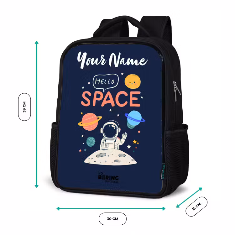 Kids backpack with name - Black - Astronaut - Quote - Planets - Stars — 8