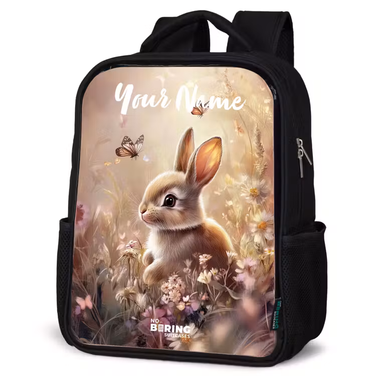 Kids backpack with name - Black - Bunny - Brown - Flowers - Butterflies — 6