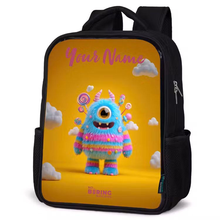 Kids backpack with name - Black - Candy - Monster - Rainbow — 6