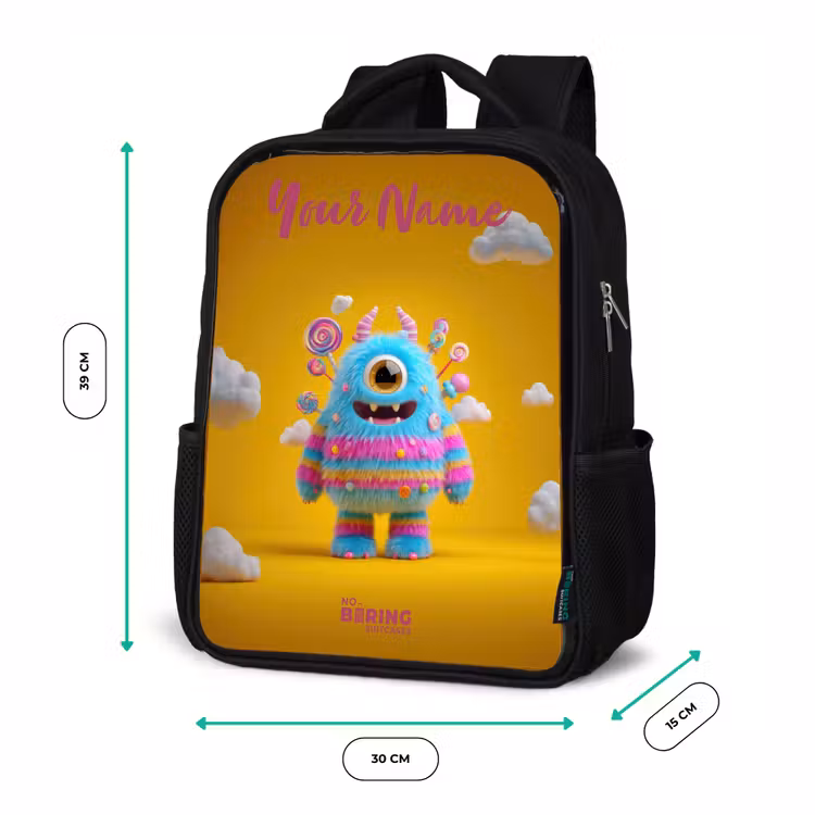 Kids backpack with name - Black - Candy - Monster - Rainbow — 8