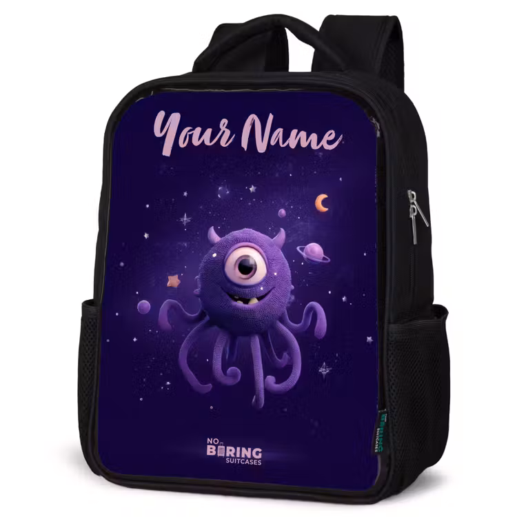 Kids backpack with name - Black - Cosmic tentacle monster — 6