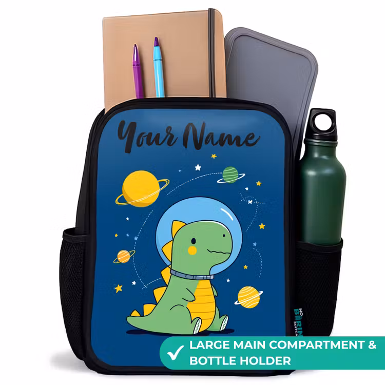 Kids backpack with name - Black - Dino - Planet - Star - Blue — 10