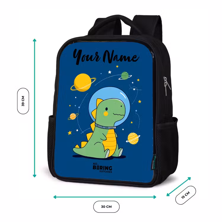 Kids backpack with name - Black - Dino - Planet - Star - Blue — 8
